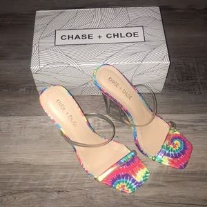 Chase + Chloe tie dye and clear block heels size 7.5